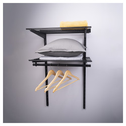 Altro Wardrobe Kit - 1 Bay & 2 x Ventilated Wire Shelf - Black