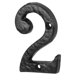 Olde Forge 76mm Screw Fix Door Numeral - 2 - Antique Black Iron