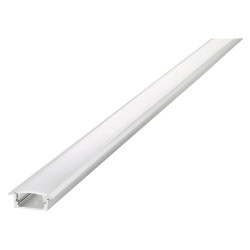 Integral LED Recessed Profile with Frosted Diffuser for LED Strip Light - 2000mm - Aluminium