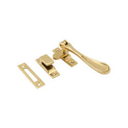 Hampstead Victorian Mortice & Hook Plate Casement Window Fastener - Reversible - Polished Brass