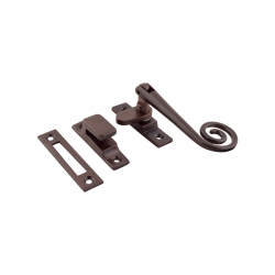 Hampstead Open Curl Mortice & Hook Plate Casement Window Fastener - Reversible - Soft Antique Bronze