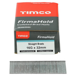 TIMCO FirmaHold Second Fix Brad Nail - Straight - 16 Gauge x 32mm - Galvanised - Pack of 2000