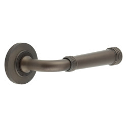 Burlington by Frelan Dark Bronze Fire Rated Door Handles on Round Chamfered Rose - Highgate Range