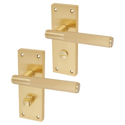 Altro Satin Brass Lines Bathroom Door Handles - Nova Range - 155 x 55mm