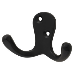 Hampstead Solid Brass Double Coat Hook - 70 x 43mm - Matt Black