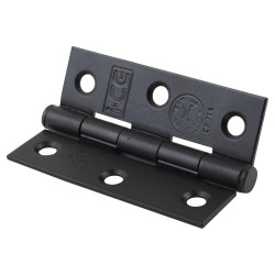 Plain Steel Grade 7 Butt Fire Door Hinge - 76 x 50 x 2mm - Matt Black - Pair