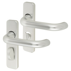 Touchpoint Satin Aluminium 20mm Return to Door Bathroom Door Handles - Radius - 57mm c/c