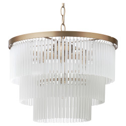 BHS Aubrey 5 Light Ceiling Pendant - Satin Brass Fittings and Frosted Glass Shade