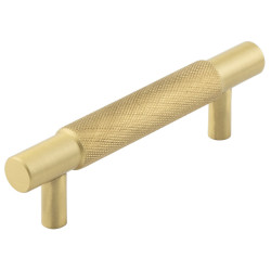 Hoxton by Frelan Taplow 18mm Knurled T-Bar Cabinet Pull Handle - 96mm c/c - Satin Brass