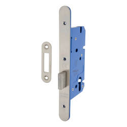 Hampstead Architectural DIN Euro Deadlock - 85mm Case - 60mm Backset - Radius -Satin Stainless Steel