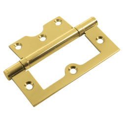 Ball Bearing Flush Door Hinge - 100 x 72 x 2.5mm - Polished Brass - Pair