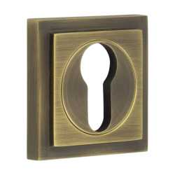 Burlington BUR61 by Frelan Square Escutcheon on Stepped Rose - 52 x 52mm - Euro - Antique Brass