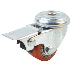 Coldene Super Low Level and High Load Castor - Bolt Hole & Brake - 120kg Max - 120mm Diameter - Red