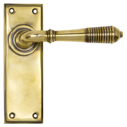 From The Anvil Aged Brass Reeded Latch Door Handles - 152 x 50mm