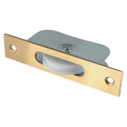 Touchpoint Square Axle Sash Window Pulley - 44mm Curved Nylon Wheel - Polished Brass