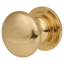 Altro Victorian Turned Round Cabinet Knob - 25mm Diameter - Polished Brass