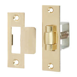 Heavy Duty Adjustable Roller Catch - 22 x 76mm Faceplate - Polished Brass
