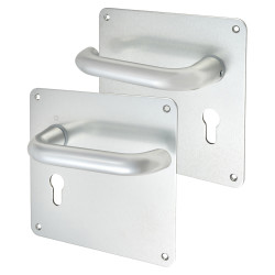 Altro Satin Aluminium 20mm Return to Door Euro Lock Door Handles - 160 x 160mm