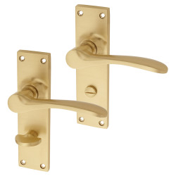 Hampstead Satin Brass Bathroom Door Handles - Buckingham Range - 152 x 41mm