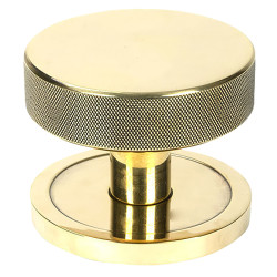 From The Anvil Brompton Round Knurled Centre Door Knob - 90mm Rose - Aged Brass