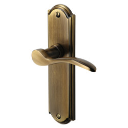 Heritage Brass by M Marcus Antique Brass Scroll Latch Door Handles - Howard Range - 171 x 48mm