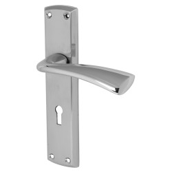Altro Polished Chrome Keyhole Lock Door Handles - Taranto Range - 190 x 45mm