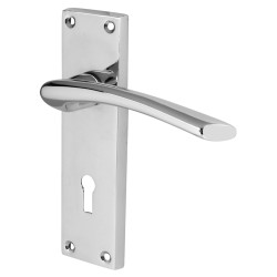Touchpoint Polished Chrome Keyhole Lock Door Handles - Rimini Range - 151 x 42mm