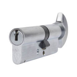 ERA 1 Star 6 Pin Kitemarked 80mm Euro Thumbturn Cylinder - 35mm Turn + 45mm - Satin Chrome