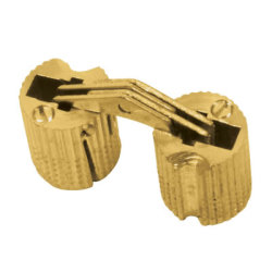 Concealed Rounded Cabinet Hinge - 30 x 13 x 12mm - Polished Brass - Pair