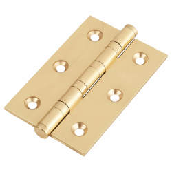 Performance Washered Butt Door Hinge - 75 x 50 x 2.5mm - Polished Brass - Pair
