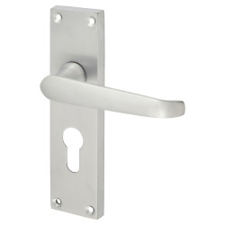 Touchpoint Satin Chrome Victorian Straight Euro Lock Door Handles - 155 x 42mm