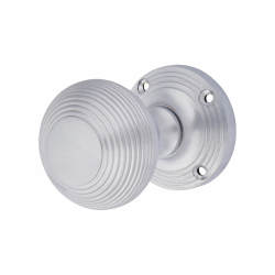 Heritage Brass by M Marcus Satin Chrome Reeded Mortice Door Knob - 59mm Rose Diameter