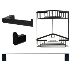 Altro Designer Bathroom Set With Basket - Matt Black