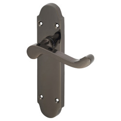 Touchpoint Black Nickel Victorian Summer Scroll Latch Door Handles - 168 x 40mm
