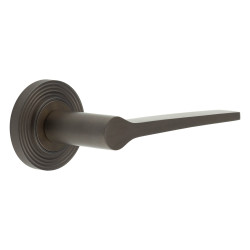 Burlington by Frelan Dark Bronze Fire Rated Door Handles on Round Reeded Rose - Knightsbridge Range