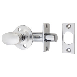 British Pattern Door Rack Bolt & Oval Turn - Polished Chrome