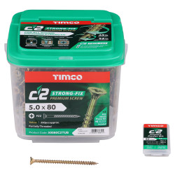 TIMCO C2 Strong-Fix Pozi Double Countersunk Twin-Cut Wood Screws Tub - 5.0 x 80mm - Pack of 350