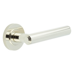Burlington by Frelan Polished Nickel Fire Rated Door Handles on Round Knurled Rose - Richmond Range