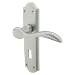 Carlisle Brass Satin Chrome Scroll Keyhole Lock Door Handles - Madrid Range - 180 x 45mm