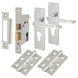 Touchpoint Polished Chrome Victorian Straight Euro Lock Door Handles Pack