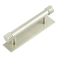 Hoxton by Frelan Sturt 15mm Reeded T-Bar Cabinet Pull Handle on Plain Backplate - 96mm c/c - Satin Nickel