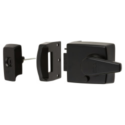 ERA BS8621:2007 Keyless Egress Nightlatch - 60mm Backset - Matt Black Case/ Cylinder