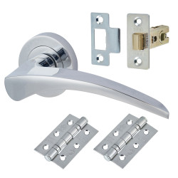 Touchpoint Polished Chrome Latch Door Handles on Rose Pack - Aston Range