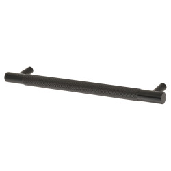 Alexander & Wilks Brunel 12mm Knurled T-Bar Cabinet Pull Handle - 160mm Centres - Matt Black
