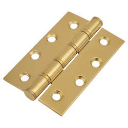 Stainless Steel Washered Butt Door Hinge - 100 x 66 x 2.5mm - Polished Brass - Pair