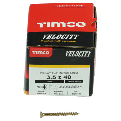 TIMCO Velocity Pozi Countersunk Wood Screws - 3.5 x 40mm - Yellow Zinc - Pack of 200