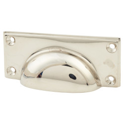 From The Anvil Art Deco Cabinet Cup Handle - 84mm Centres - Polished Nickel