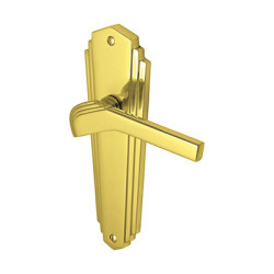Heritage Brass by M Marcus Polished Brass Art Deco Latch Door Handles - Waldorf Range - 203 x 66mm