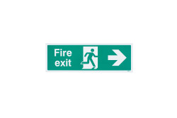 Altro Fire Exit Running Man Right Arrow Sign - 450 x 150mm - Rigid Plastic