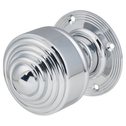 Hampstead Polished Chrome Edwardian Stepped Mortice/Rim Door Knob - 60mm Rose Diameter